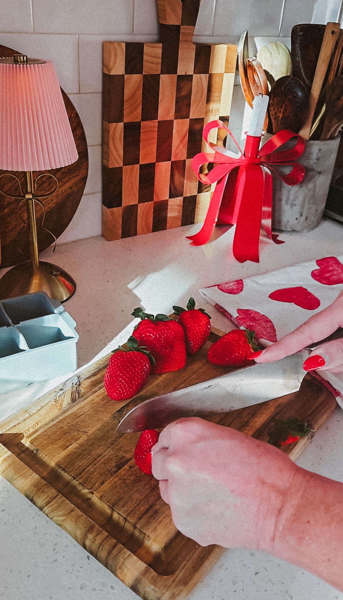 DIY Valentine Strawberry Rose Ice Cubes