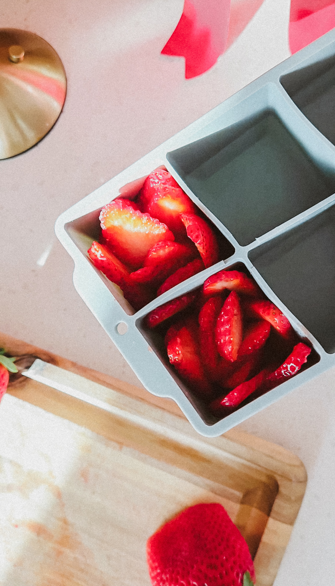 DIY Valentine Strawberry Rose Ice Cubes