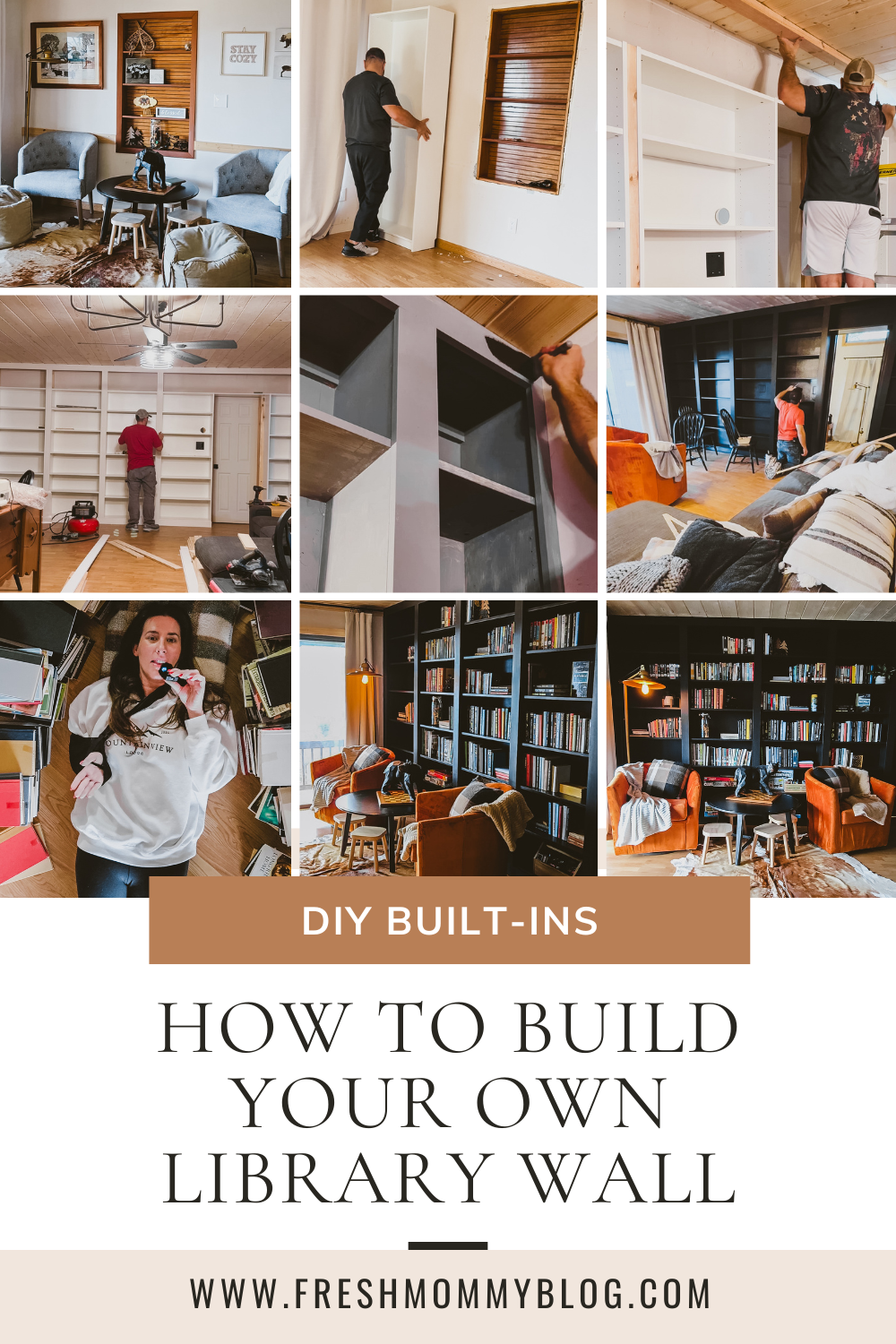 How to build your own library wall. We are sharing the step by step on how we were able to DIY these budget friendly-ish built ins. 