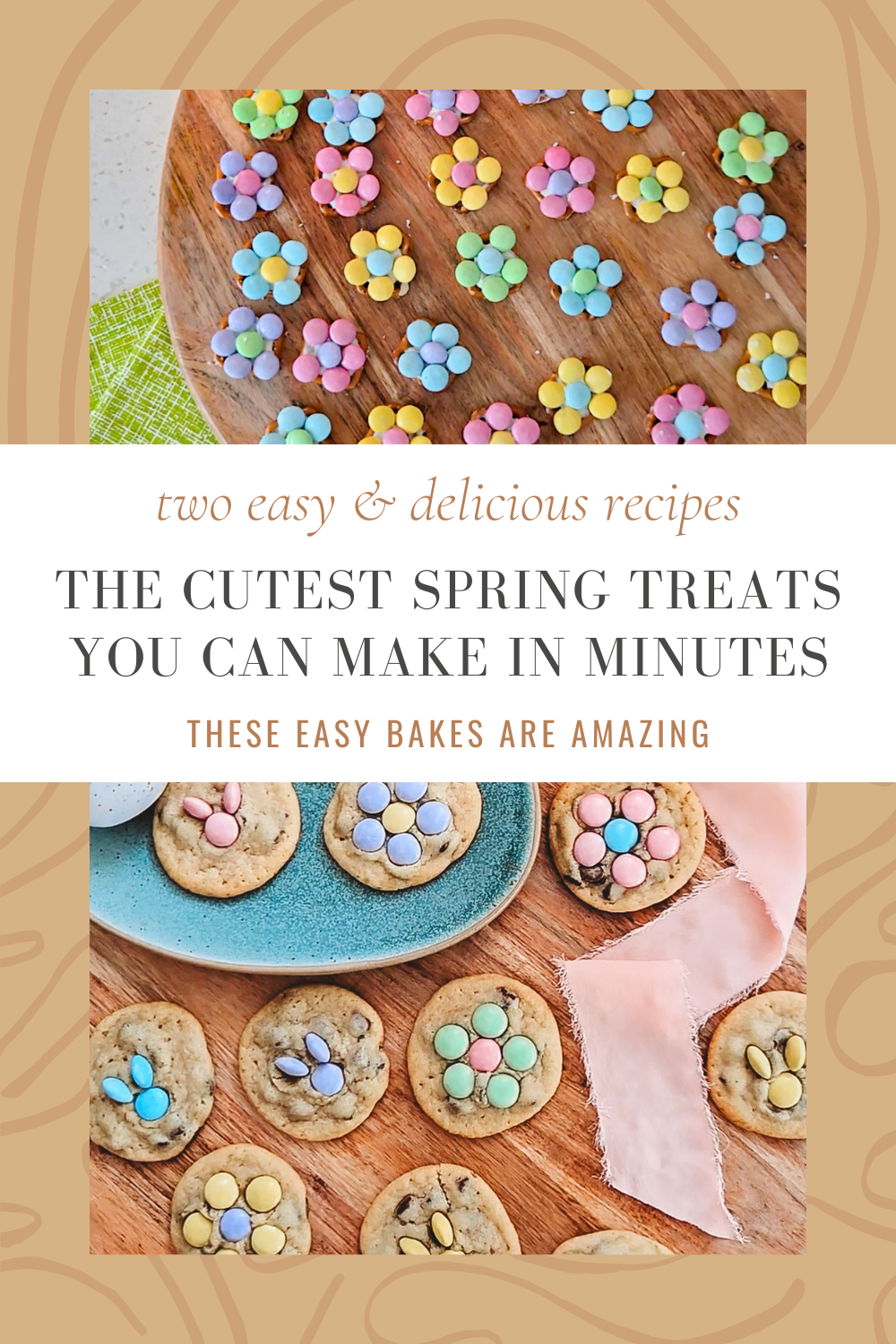 The cutest spring treats you can make in just minutes. These adorable spring treats couldn't be easier, one made with just 2 ingredients, the other with just 3, and both absolutely stunning. Perfect for Easter, spring parties, and beyond!