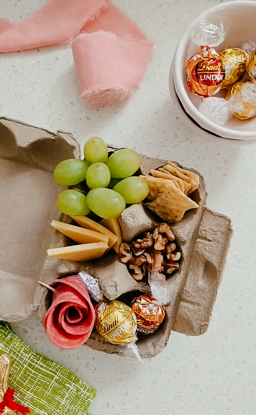 Egg Carton Spring Charcuterie Board