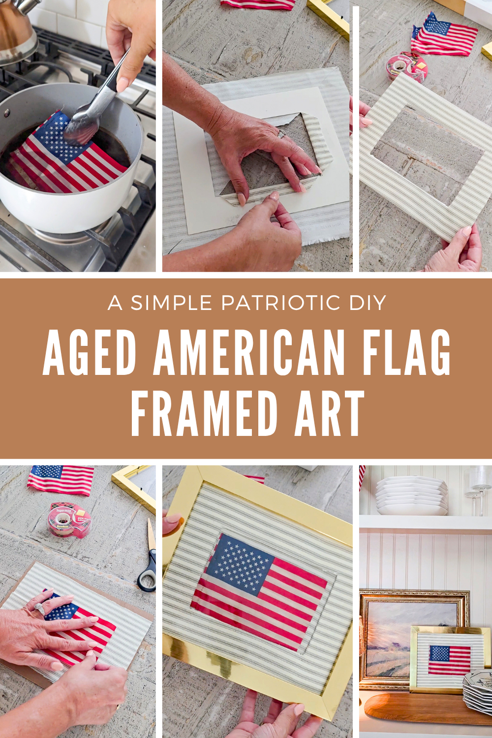 DIY Aged American Flag Art (A Simple Patriotic Craft You'll Actually Want to Display) Perfect decor piece for Memorial Day, 4th of July, etc