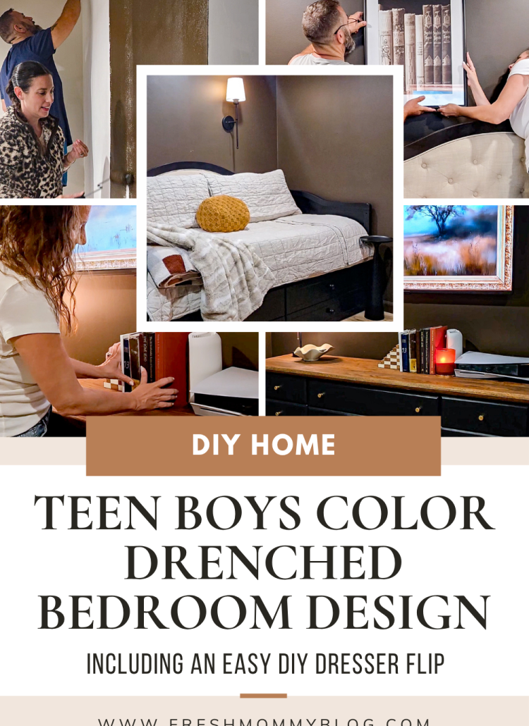 Teen Boys Color Drenched Bedroom Design. Including an easy diy facebook marketplace dresser flip anyone could do. Plus tips for creating the perfect teen space.