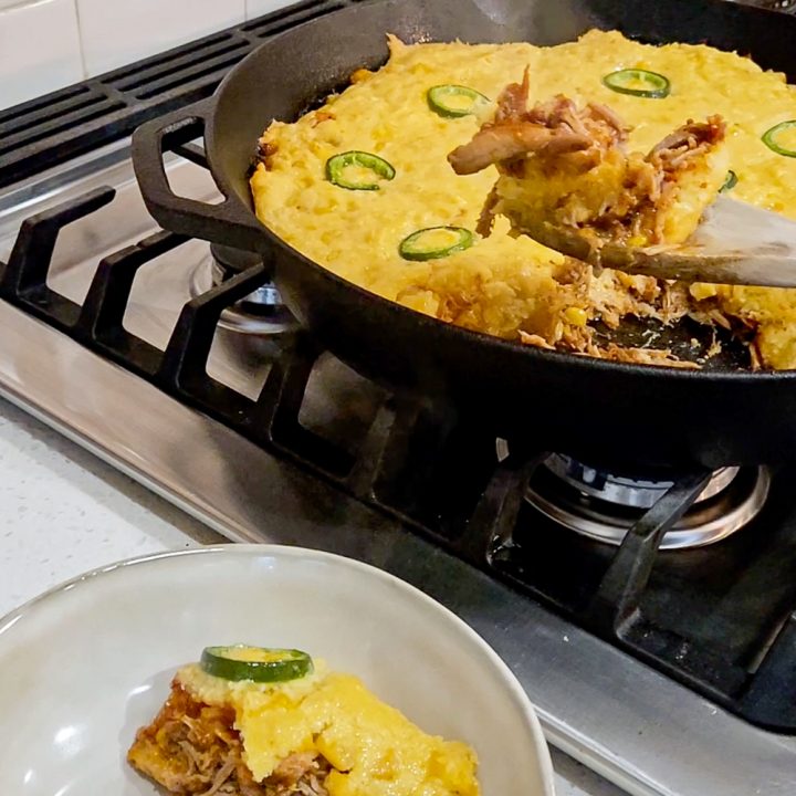 BBQ Pulled Pork Cornbread Skillet