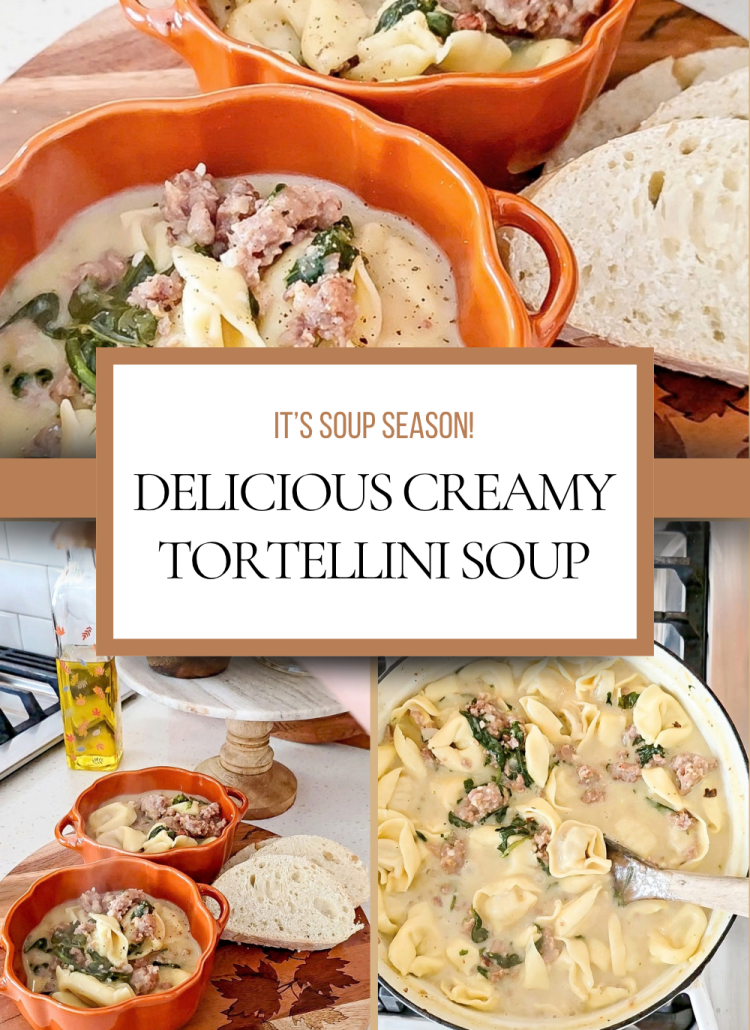 Creamy Tortellini Soup a soup season pick, Sausage, cheese, stuffed tortellini, and spinach in a rich creamy one pot broth. Dinner made easy!