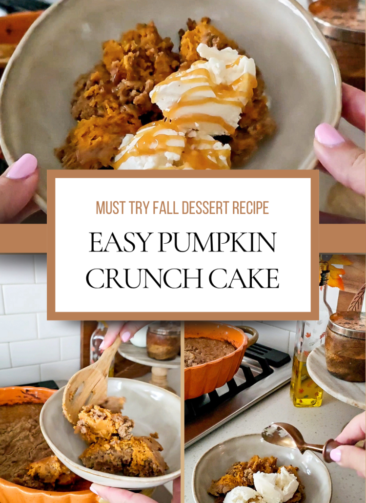 This is a must try fall dessert recipe - This Pumpkin Crunch Cake is a creamy, 5-ingredient fall dessert with a buttery spice cake topping. Delicious and so easy to make.