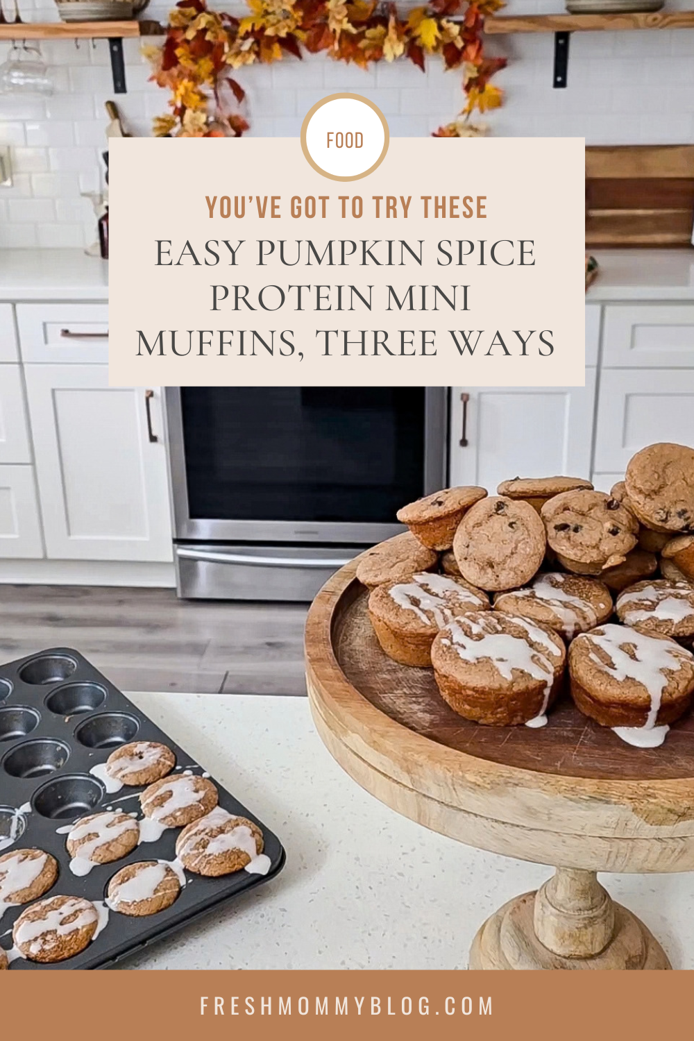 You have to try these easy pumpkin spice protein mini muffins. They are made with just 3 ingredients and 3 different ways: chocolate chip, cinnamon sugar, and drizzled sugar glaze. A perfect meal prep option for busy mornings and after school snacks! 
