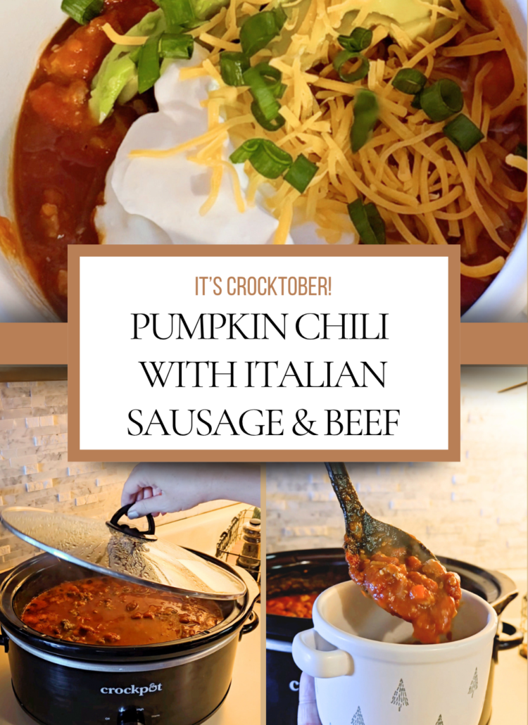 Crockpot Pumpkin Chili with Italian Sausage and Beef