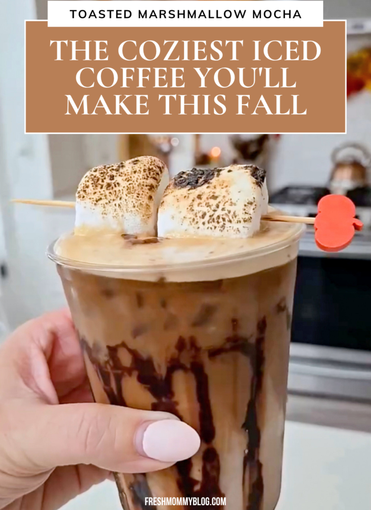 Iced Toasted Marshmallow Mocha (Easy Fall Coffee Recipe at Home) Once you top a Toasted Marshmallow Mocha with REAL toasted marshmallows, there's no going back! This easy iced coffee recipe takes about 5 minutes with mocha sauce, toasted marshmallow syrup, espresso, and your favorite milk. Chocolatey, creamy, and perfect for fall, even when it's still hot outside. Save this for your next at-home coffee shop moment!