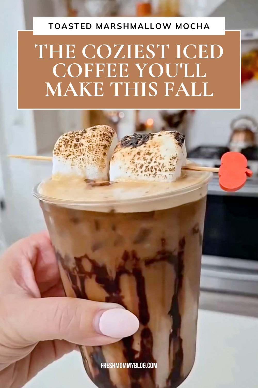 Iced Toasted Marshmallow Mocha (Easy Fall Coffee Recipe at Home)
Once you top a Toasted Marshmallow Mocha with REAL toasted marshmallows, there's no going back! This easy iced coffee recipe takes about 5 minutes with mocha sauce, toasted marshmallow syrup, espresso, and your favorite milk. Chocolatey, creamy, and perfect for fall, even when it's still hot outside. Save this for your next at-home coffee shop moment!